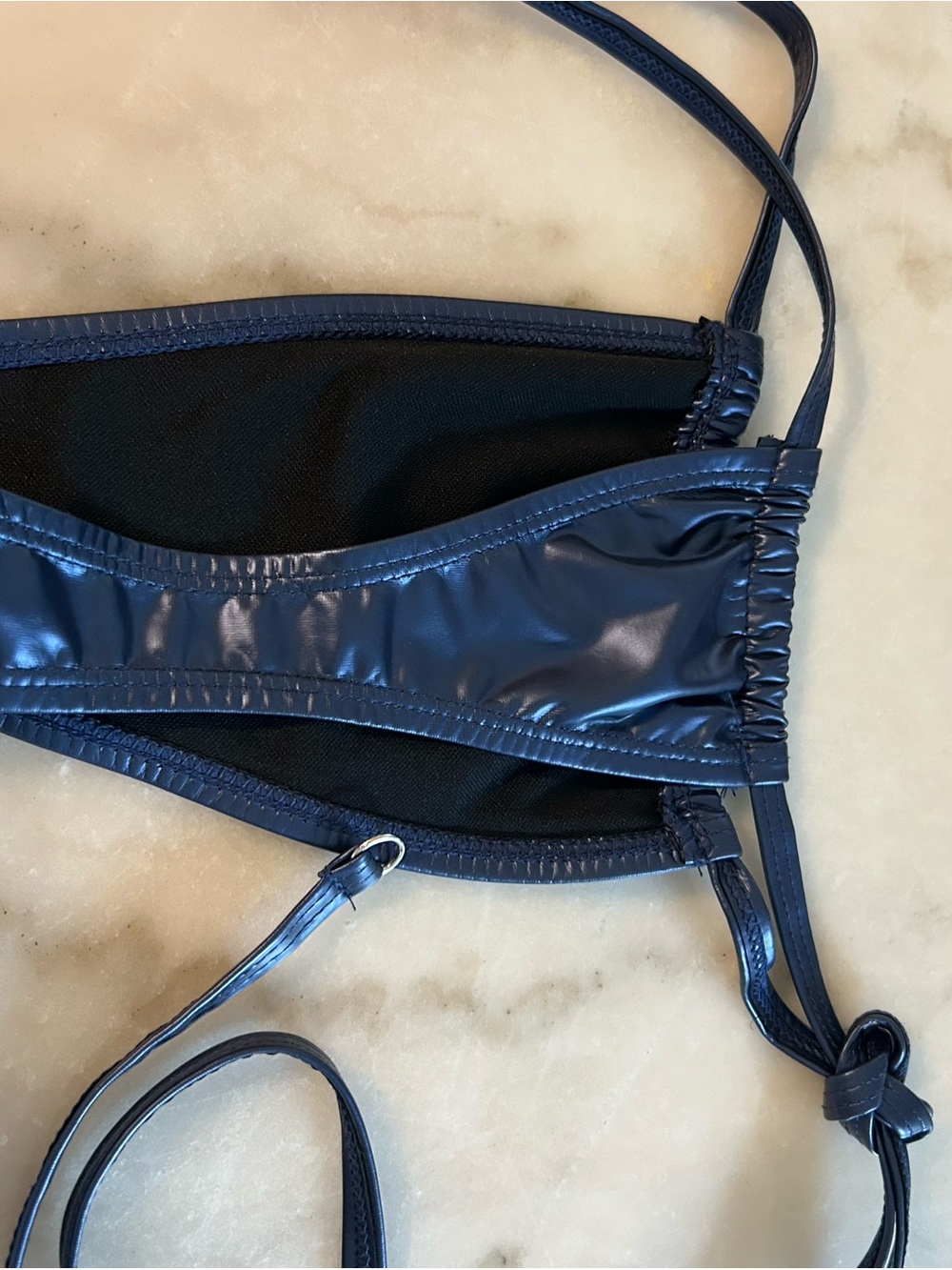 Shimmer Navy Blue Bikini Top - Brand Unknown